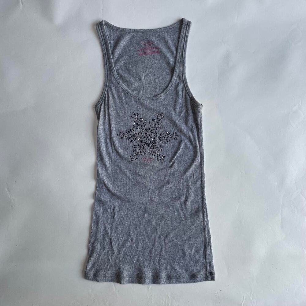 Victoria's Secret Grey Snowflake Gemstone Fitted Tank Top Small
